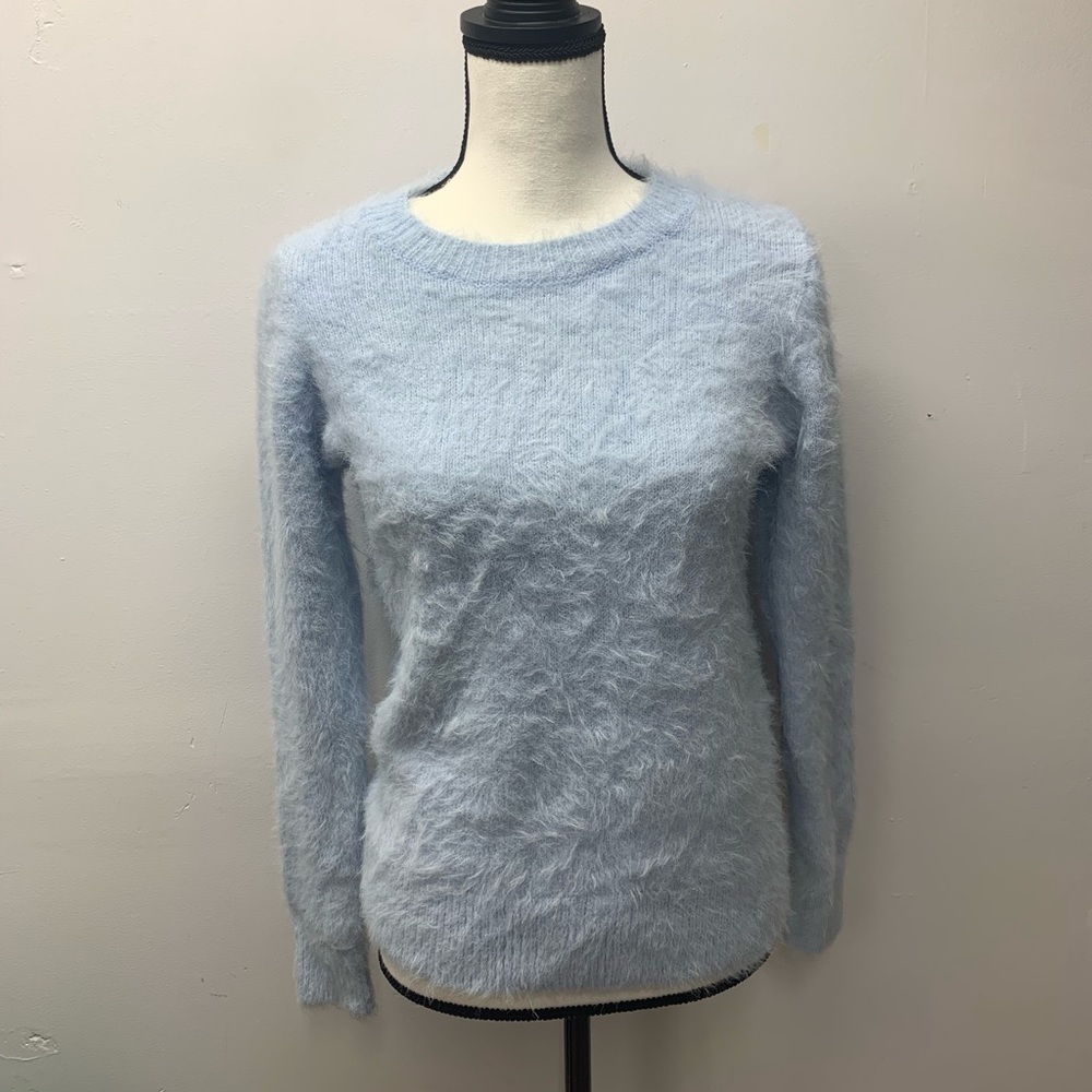 A new day blue furry sweater